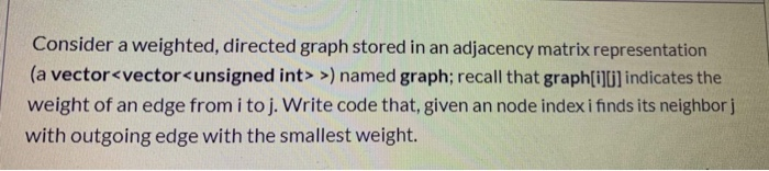 Solved Consider a weighted, directed graph stored in an | Chegg.com