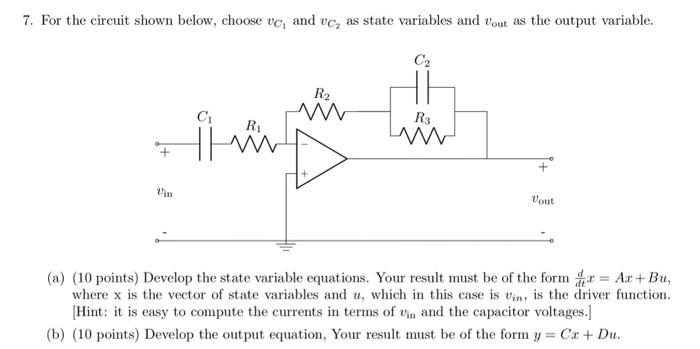 Solved 7. For the circuit shown below, choose vC1 and vC2 as | Chegg.com