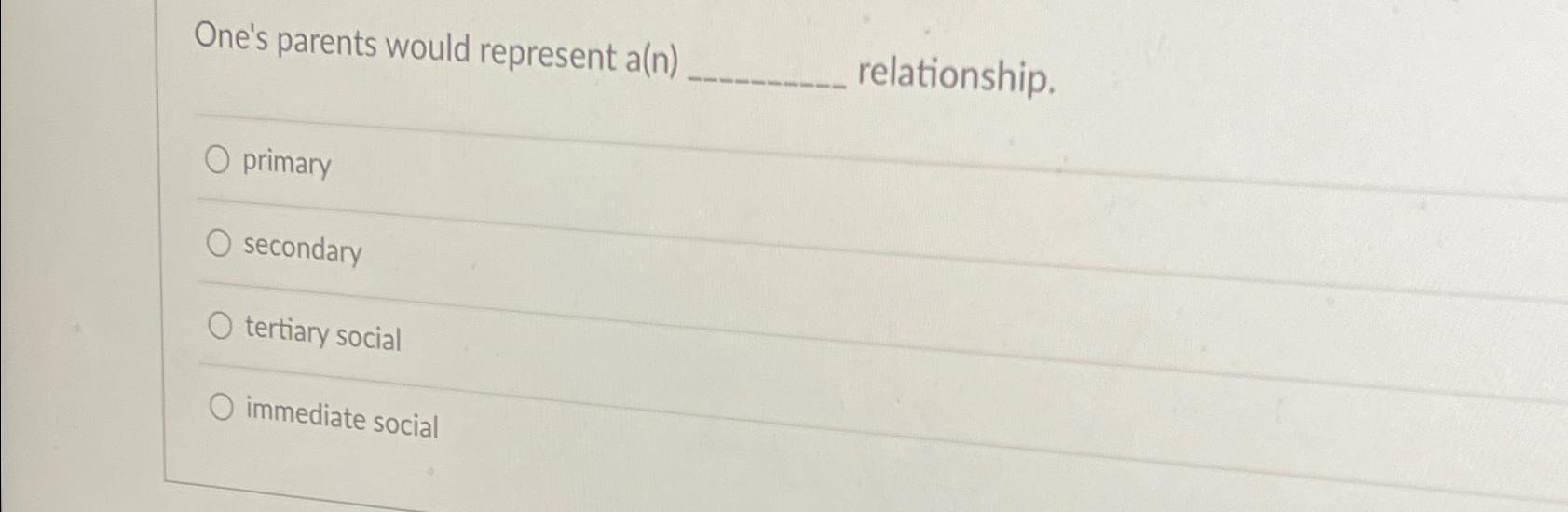 Solved One's parents would represent a(n) | Chegg.com