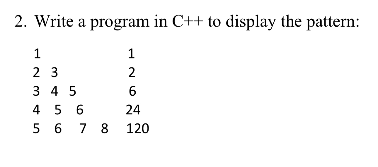 Solved Write a program in C++ ﻿to display the | Chegg.com