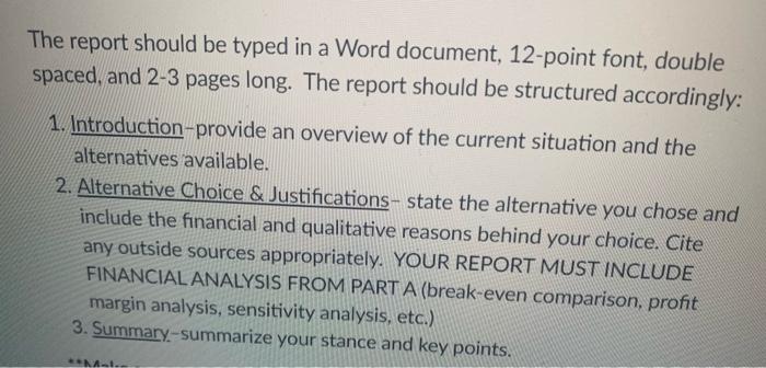 Solved The Report Should Be Typed In A Word Document Chegg Com