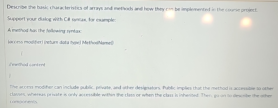 Solved Describe the basic characteristics of arrays and | Chegg.com