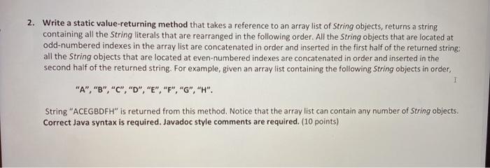 Solved 2. Write a static value-returning method that takes a | Chegg.com