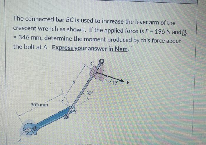 Solved The connected bar BC is used to increase the lever | Chegg.com