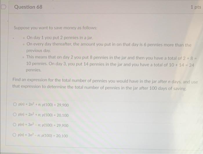 Solved Suppose you want to save money as follows: - On day 1 | Chegg.com
