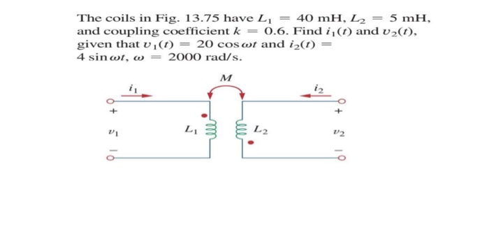 Solved The coils in Fig. 13.75 have L, = 40 mH, L2 = 5 mH, | Chegg.com