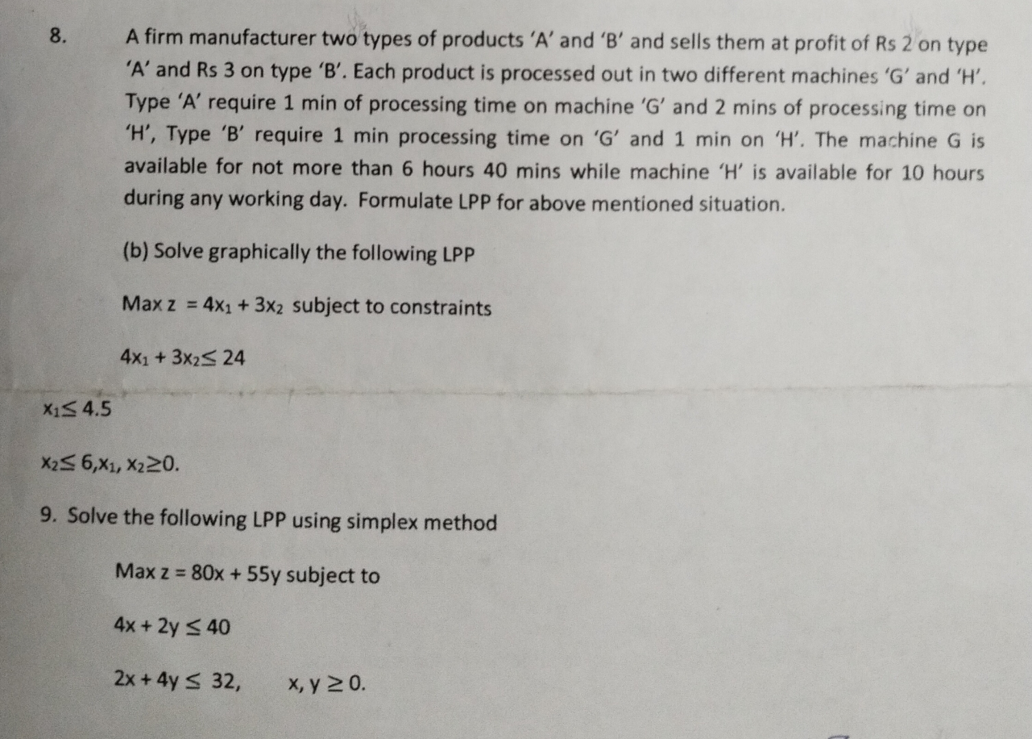 Solved A firm manufacturer two types of products ' A ' ﻿and | Chegg.com