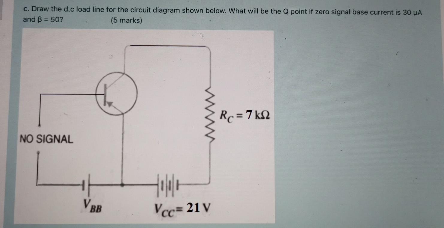 Solved C Draw The D C Load Line For The Circuit Diagram Chegg Com