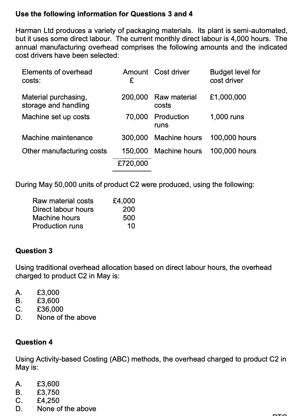 Use the following information for Questions 3 ﻿and | Chegg.com