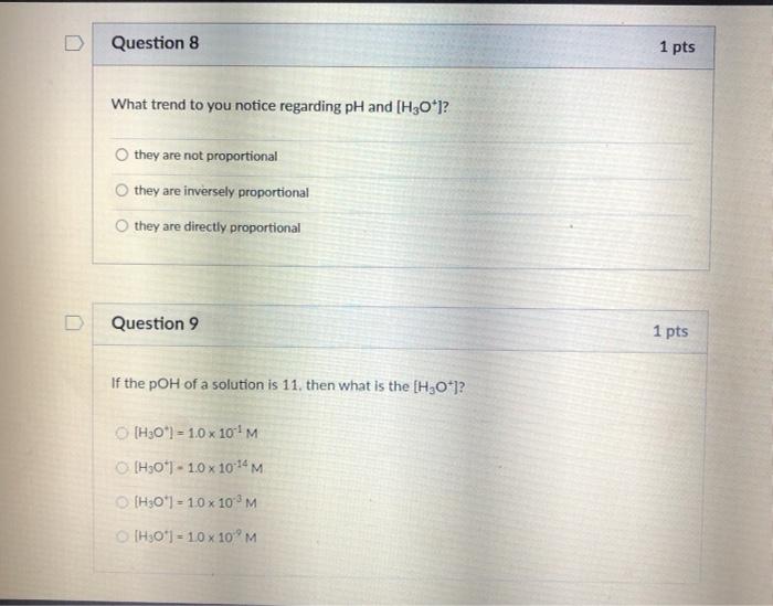 Solved Question 4 1 pts What is the pH of a solution with a | Chegg.com