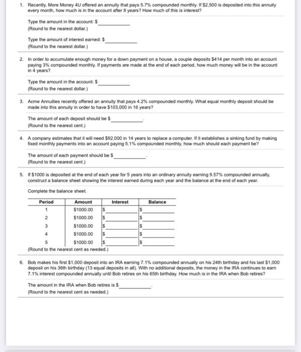 Solved 1. Recently. More Money 4U offered an annuity that | Chegg.com