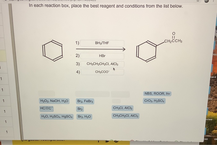 Solved In each reaction box, place the best reagent and | Chegg.com