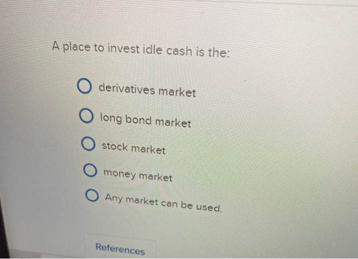 Solved A place to invest idle cash is the derivatives