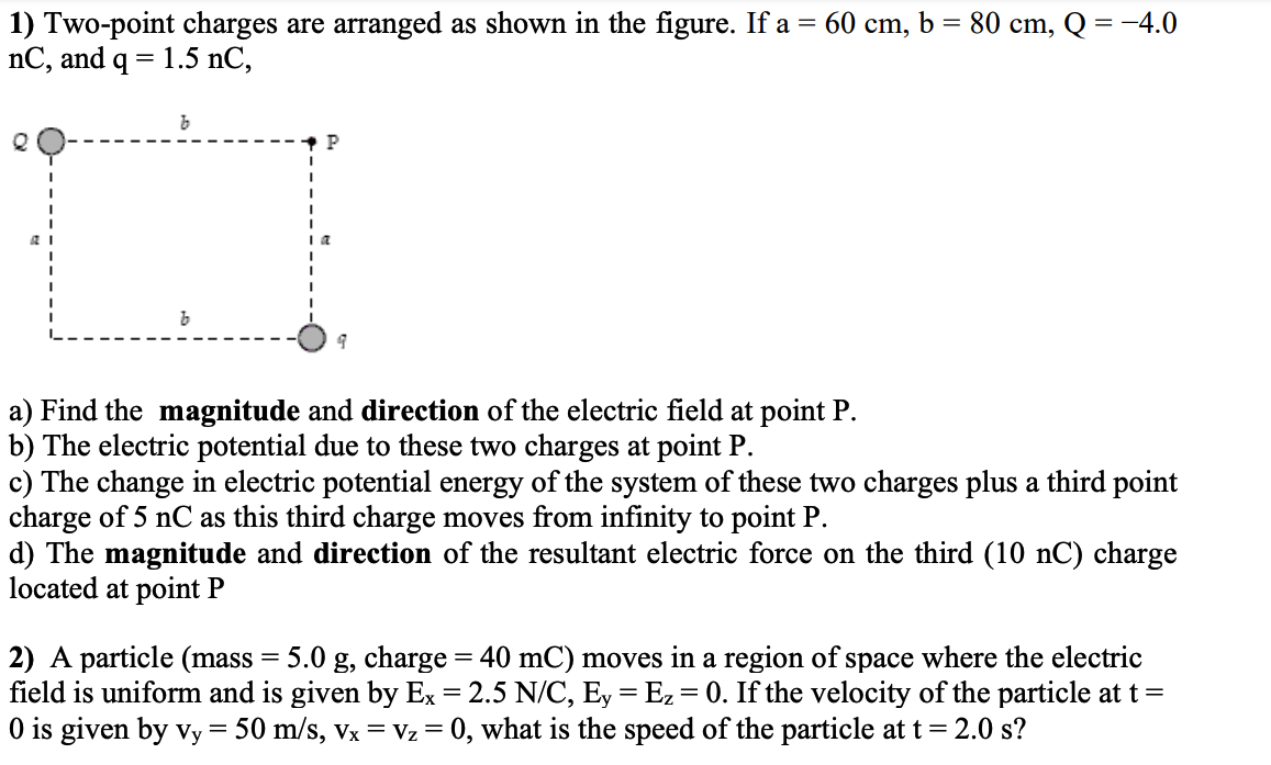 Solved Two-point charges are arranged as shown in the | Chegg.com