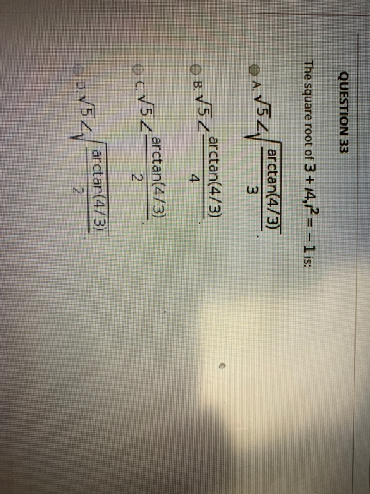 Solved Question 33 The Square Root Of 3 14 2 1 Is Chegg Com