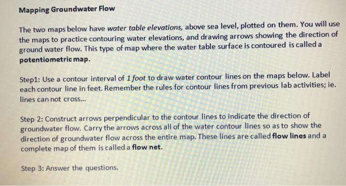 Solved Mapping Groundwater Flow The two maps below have | Chegg.com