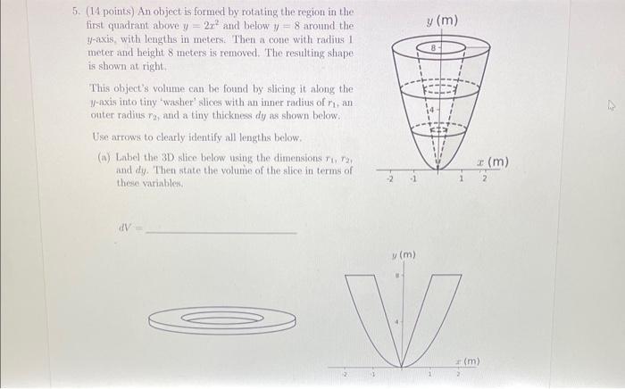 Solved A cone-shaped object has a radius a = 3 m at height h