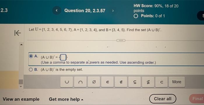 Solved Let U=(2, 3, 5, 6, 7), A=(1, 2, 3, 4), And B = (3, 4, | Chegg.com