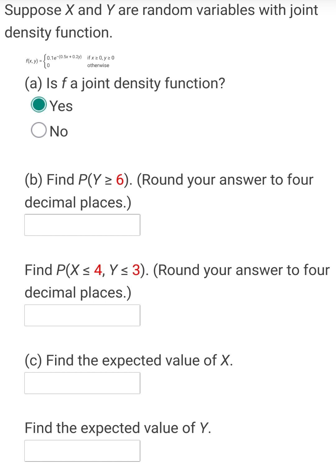 Solved Suppose X and Y are random variables with joint | Chegg.com