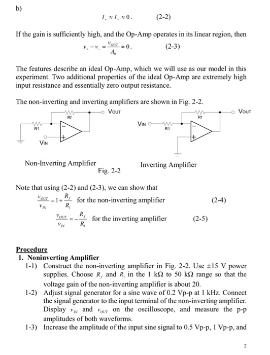 EXPERIMENT 2 Noninverting And Inverting Amplifiers | Chegg.com