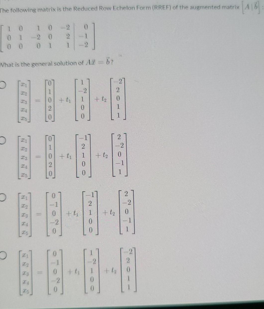 Solved The following matrix is the Reduced Row Echelon Form | Chegg.com