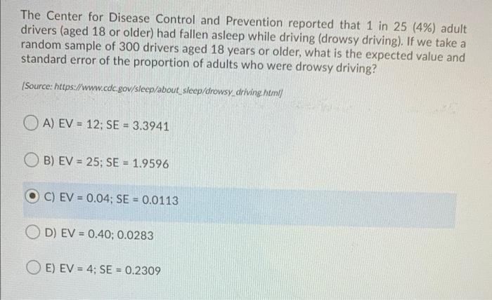 Solved The Center For Disease Control And Prevention | Chegg.com