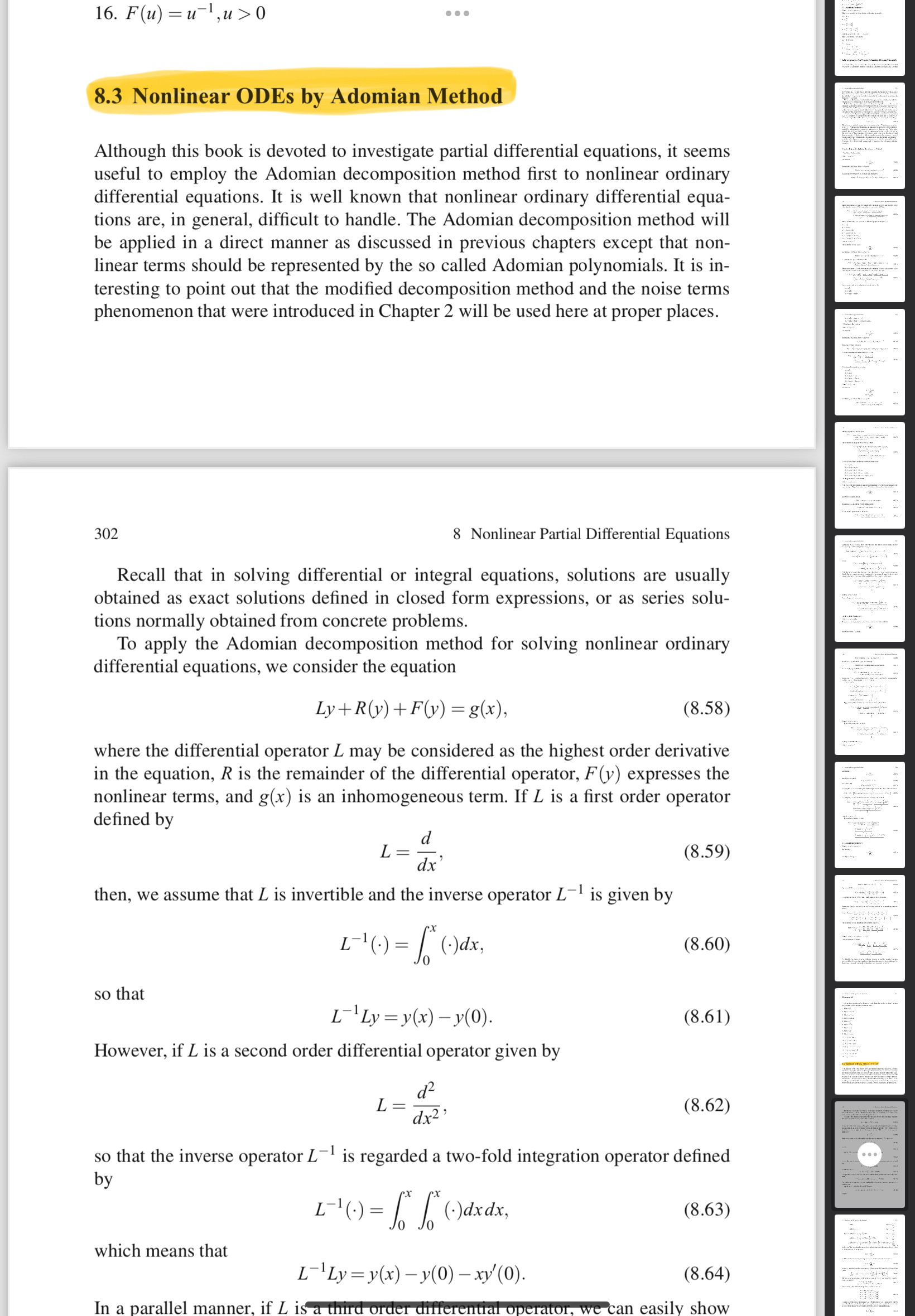 Solved Use ADF(u)=u-1,u>08.3 ﻿Nonlinear ODEs by Adomian | Chegg.com