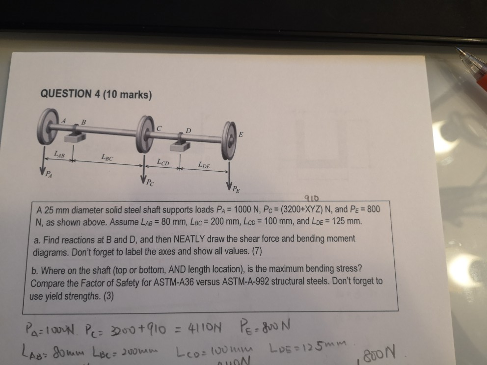 Solved Question 4 10 Marks Lbc I Lcd 910 A 25 Mm Diameter Chegg Com