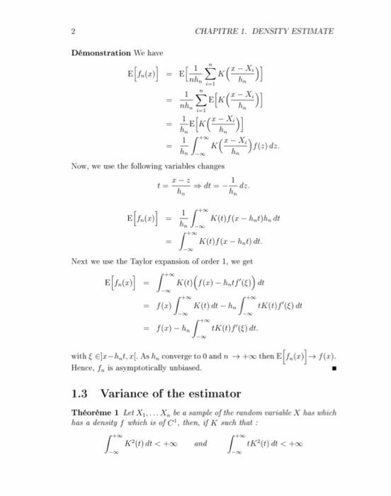 Solved Density estimate Fo() no Sk). Kernel estimate of the | Chegg.com