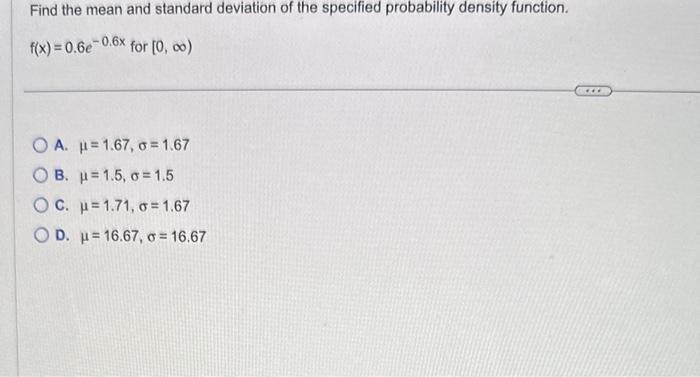 Solved Find the mean and standard deviation of the specified | Chegg.com