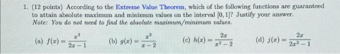Solved 1. (12 points) According to the Extreme Value | Chegg.com