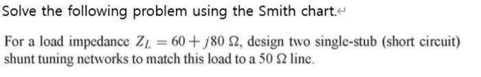 Solved Solve the following problem using the Smith chart. | Chegg.com