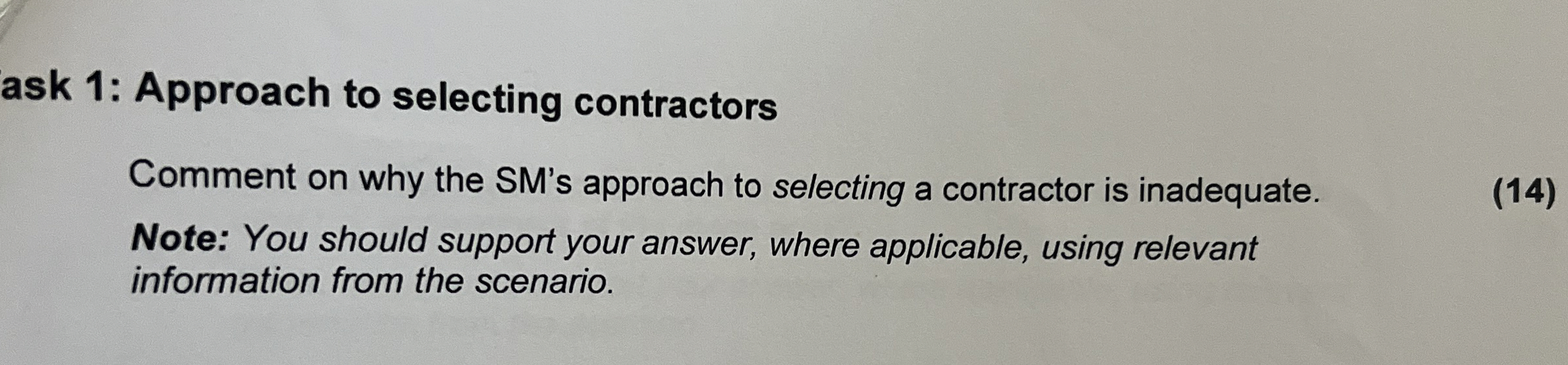 Solved ask 1: Approach to selecting contractorsComment on | Chegg.com