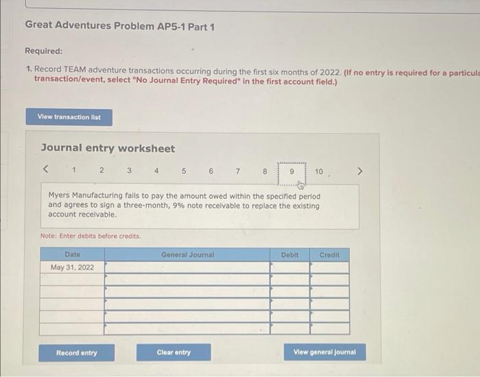 Solved Required information Great Adventures Problem AP5-1 | Chegg.com