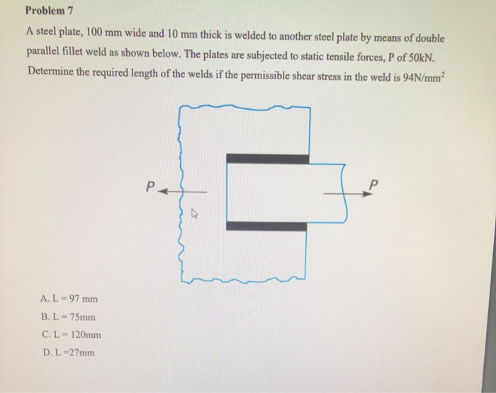 Solved Problem 7 A Steel Plate 100 Mm Wide And 10 Mm Thick 9413