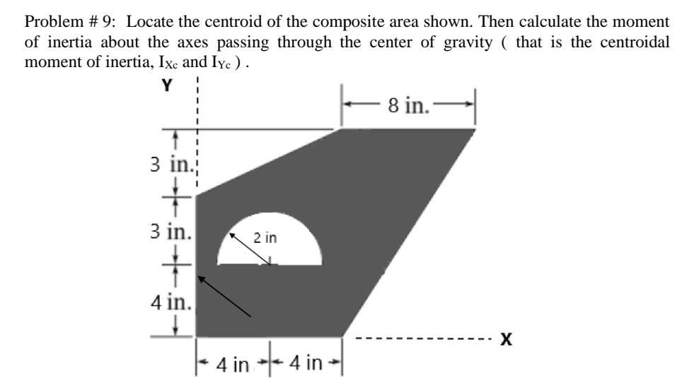 Solved Problem #9: Locate The Centroid Of The Composite Area | Chegg.com