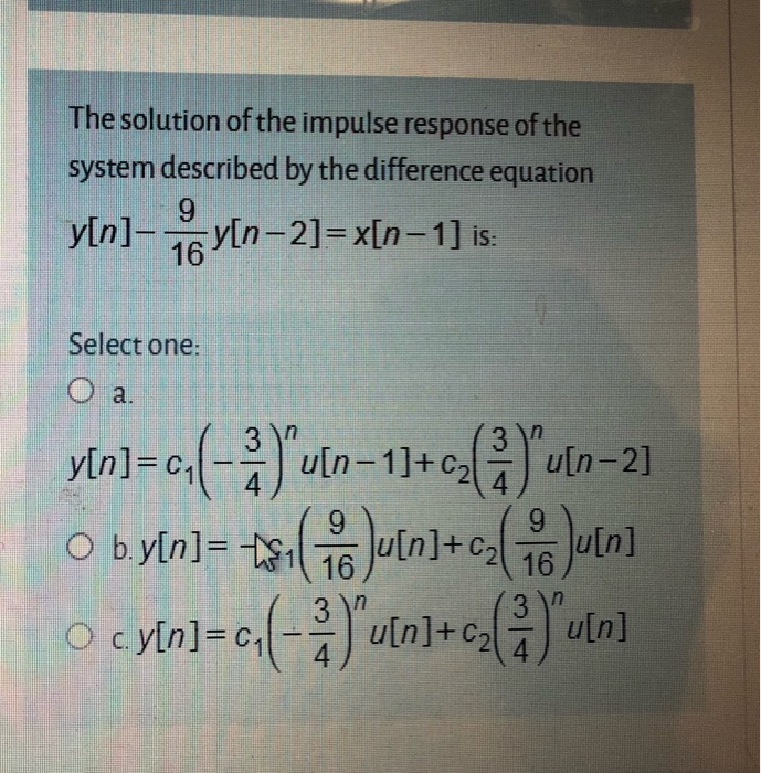 Solved The Solution Of The Impulse Response Of The System Chegg Com