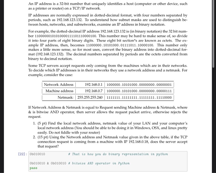 Solved An IP address is a 32-bit number that uniquely | Chegg.com