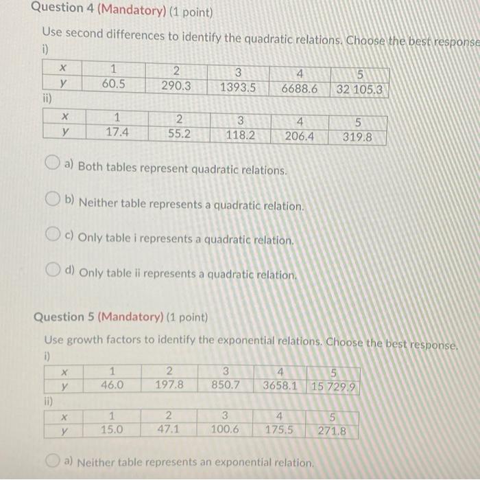 Solved Question 4 (Mandatory) (1 point) Use second | Chegg.com