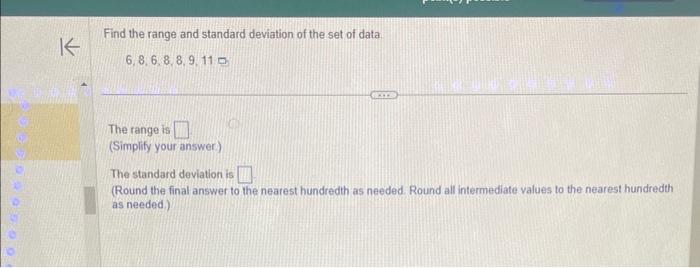 Solved Find the range and standard deviation of the set of | Chegg.com