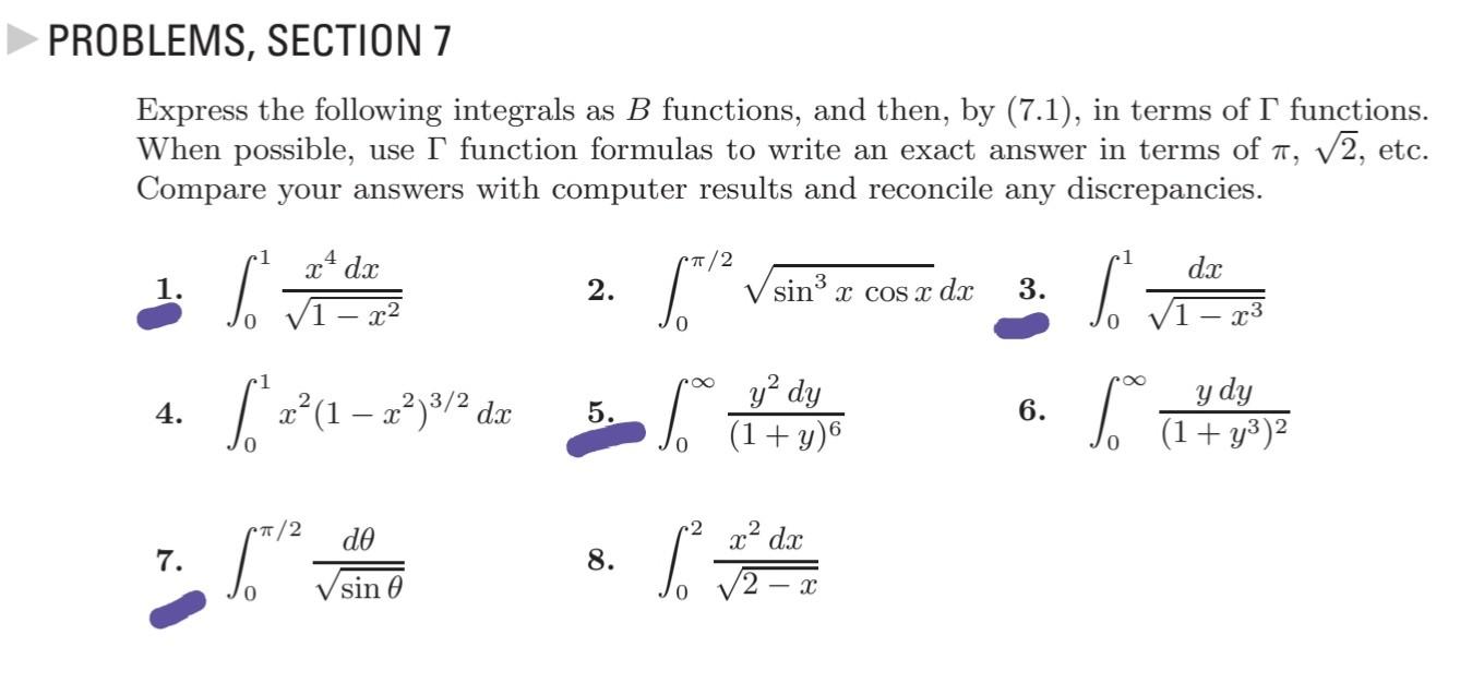 Solved Express The Following Integrals As B Functions, And | Chegg.com