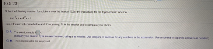 Solved 10.5.23 Solve the following equation for solutions | Chegg.com