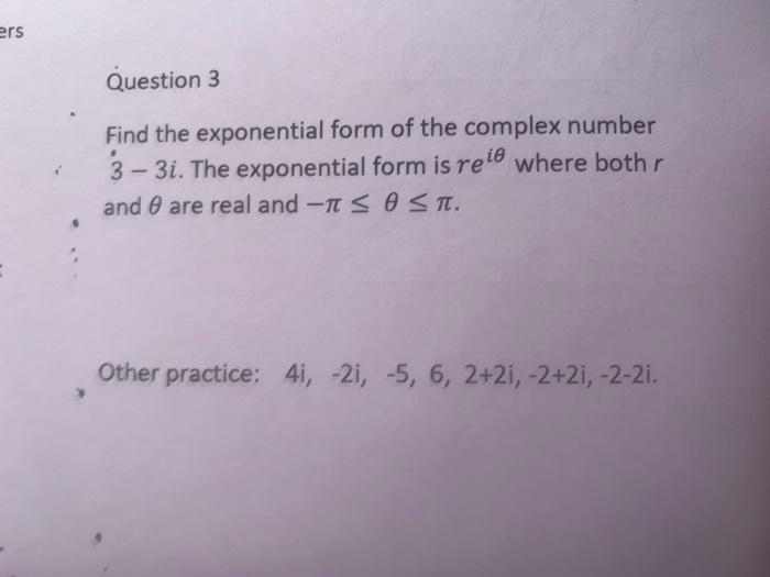 the exponential form of complex number 3 i