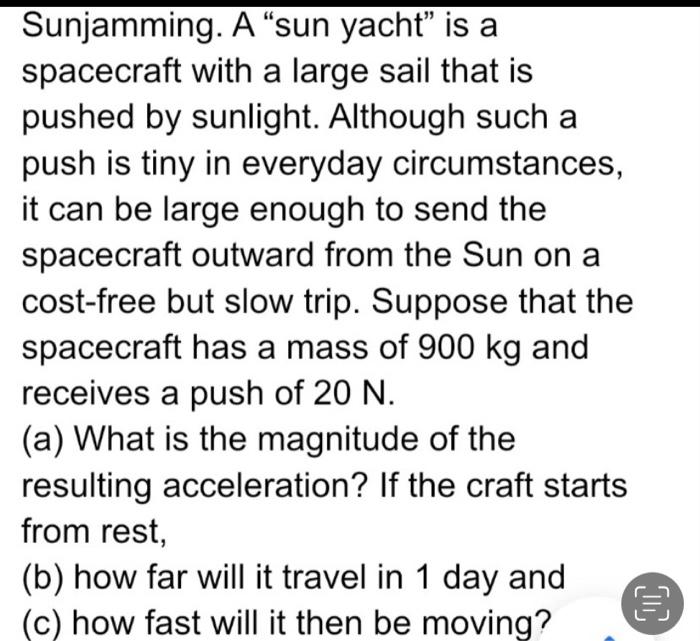 a sun yacht is a spacecraft with a large sail