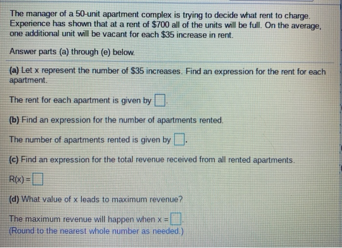 Solved The manager of a 50unit apartment complex is trying