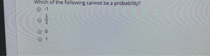 Solved Which of the following cannot be a probability? 1 0 | Chegg.com