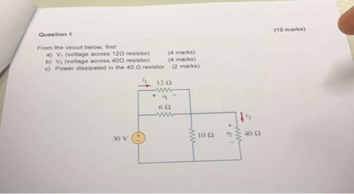 Solved From The Circuit Below, Find B) V2 (voltage Across | Chegg.com