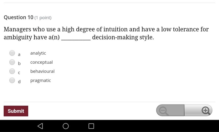 Solved Question 10 (1 point) Managers who use a high degree | Chegg.com