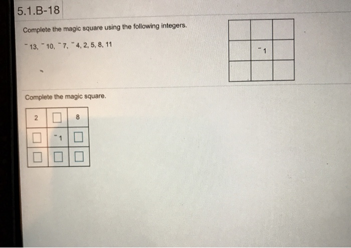 Solved 5.1.B-18 Complete The Magic Square Using The | Chegg.com