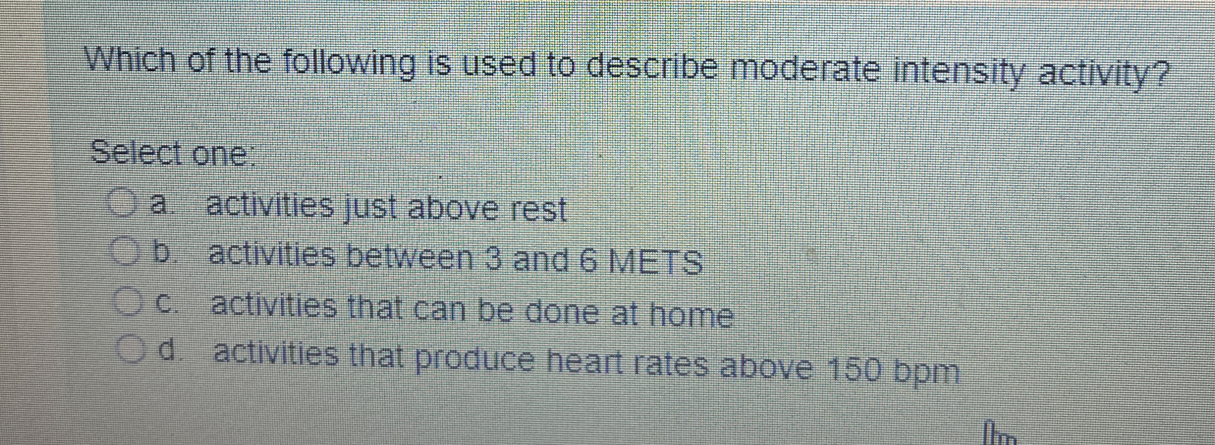 Solved Which of the following is used to describe moderate | Chegg.com